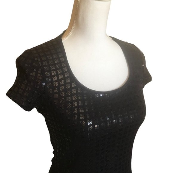 WHBM Navy Sequin Tee Shirt - Picture 2 of 7